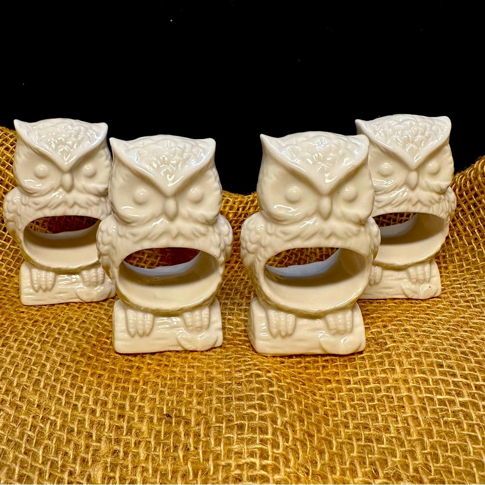 Shafford Owl Napkin Rings Vintage-Four